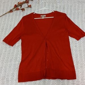 2/$22 like New Red Loft Button Down Cardigan